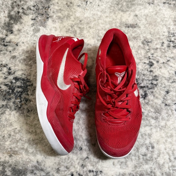 Nike Kobe 8 Mens Basketball Shoes Red Silver Sz 8 UK 7 EUR 41